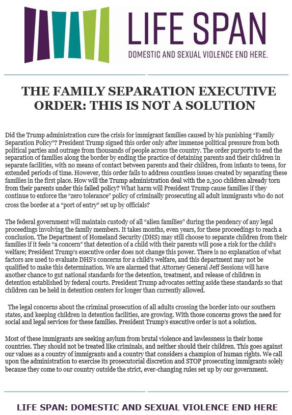 Life Span Position Statement on Executive Order